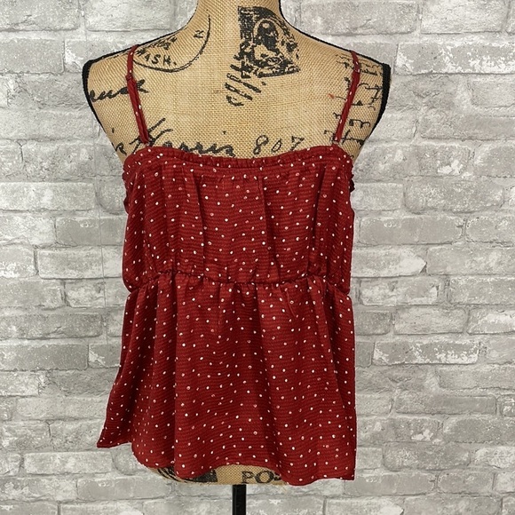 Maurices Polka Dot Ruched Peplum Tank Top - Picture 5 of 7